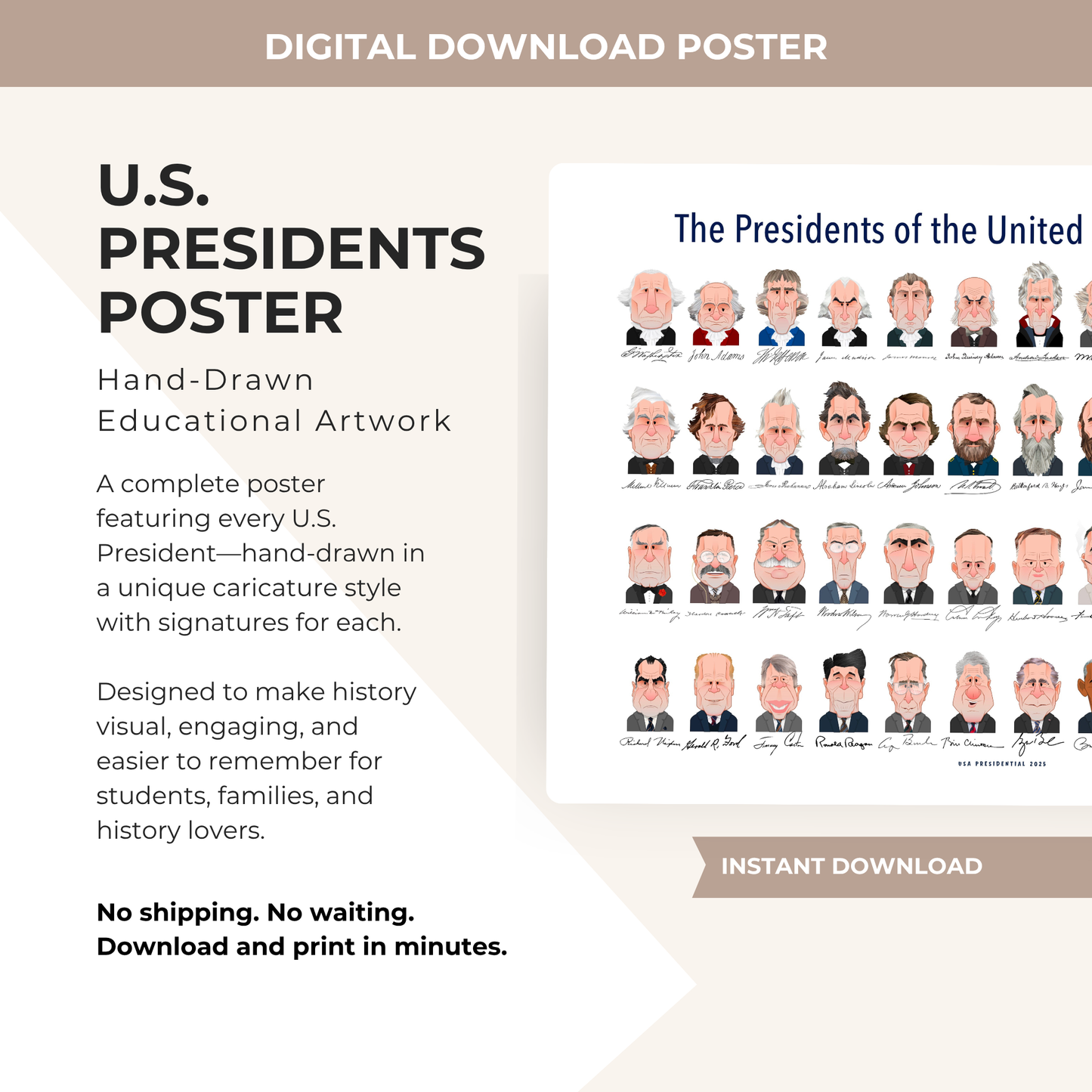 US Presidents Poster - Digital Download